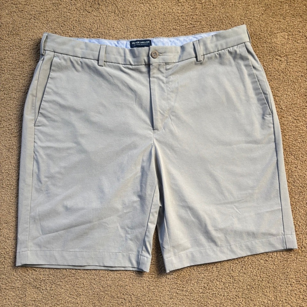 Peter Millar Crown Crafted Shorts Men's 35 Gray Golf Casual
